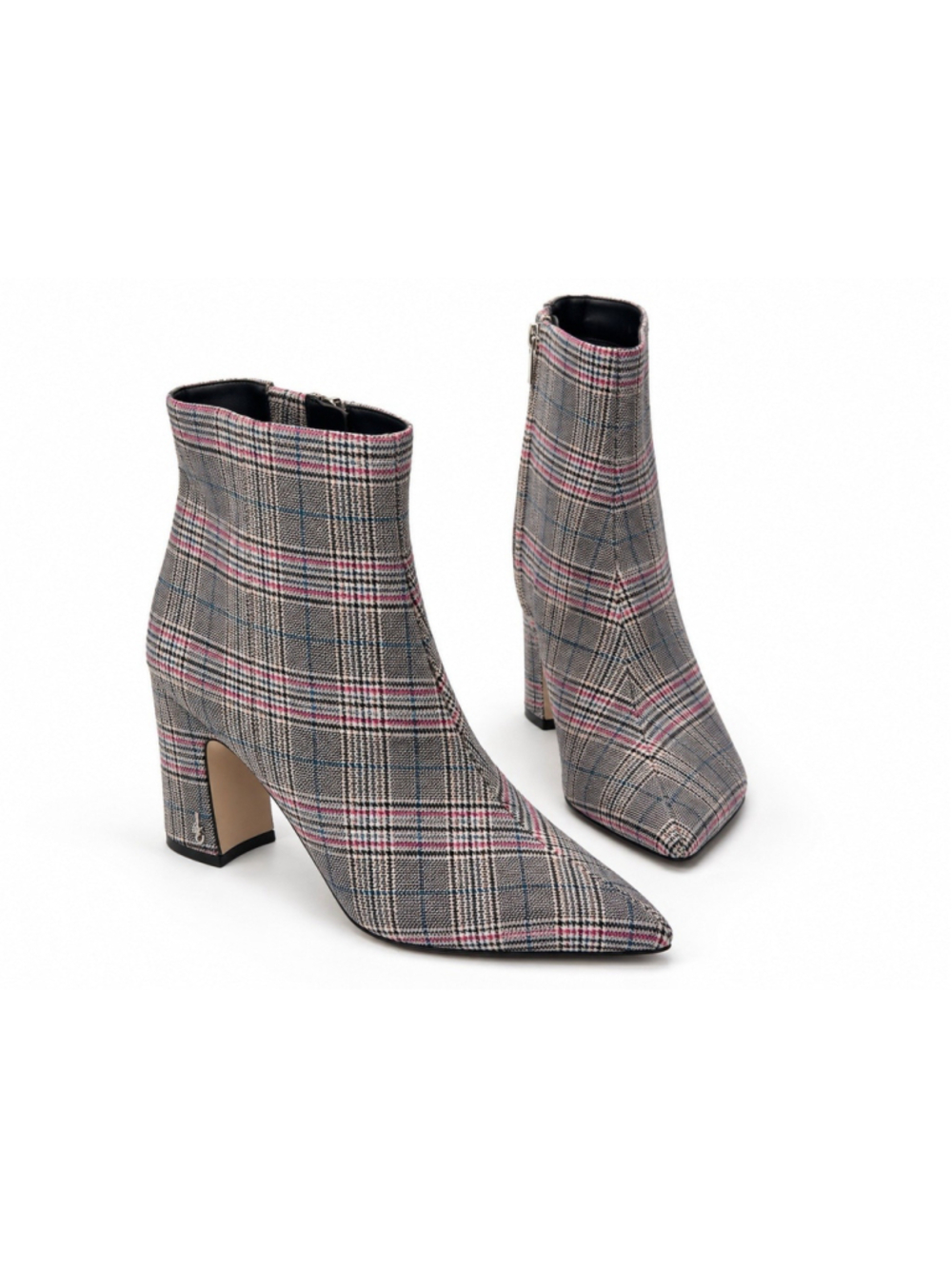 Sam Edelman Hilty 2 Plaid Booties Ankle Fabric Pink Black - 10 M Fall